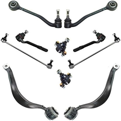 TRQ Front Steering & Suspension Kit Ball Joint Control Arm Control Arm with Ball Joint Sway Bar Stabilizer Link Tie Rod Compatible with 2003-2006 BMW X5