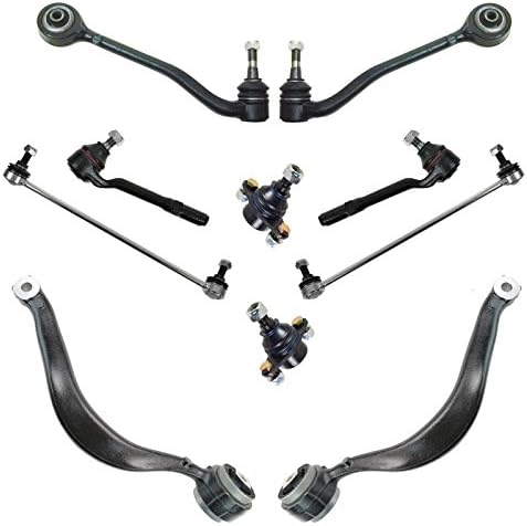 TRQ Front Steering & Suspension Kit Ball Joint Control Arm Control Arm with Ball Joint Sway Bar Stabilizer Link Tie Rod Compatible with 2003-2006 BMW X5