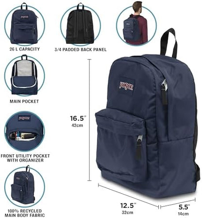 JanSport SuperBreak One Backpacks - Durable, Lightweight Bookbag with 1 Main Compartment, Front Utility Pocket with Built-in Organizer - Premium Backpack, Black