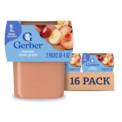 Gerber 2nd Foods Fruits Banana, Plum & Grape Pureed Baby Food, 4 Ounce (Pack of 16)