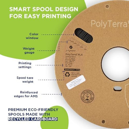 Polymaker Matte PLA Filament Fossil Grey 1.75mm 1kg 3D Printing Filament, PolyTerra 3D Printer PLA Filament