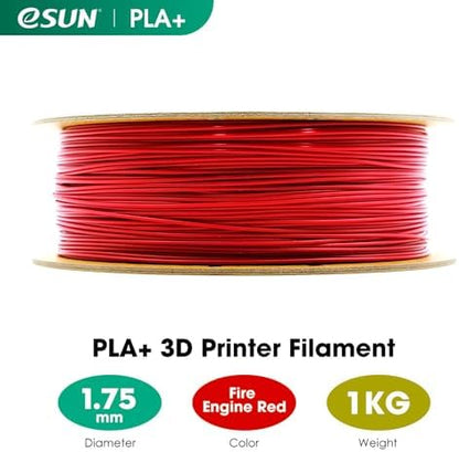 eSUN PLA+ Filament 1.75mm, 3D Printer Filament PLA Plus, Dimensional Accuracy +/- 0.03mm, 1KG Spool (2.2 LBS) 3D Printing Filament for 3D Printers, Fire Engine Red