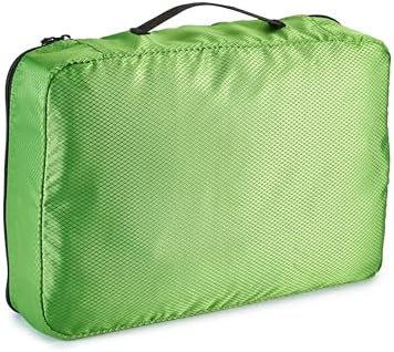 Amazon Basics Medium Packing Cubes for Travel, Packing Organizers, 4-Piece-Set With Double Zipper Pulls and Mesh Top Panel, 100% Durable Polyester, Green, 13.8"L x 9.8"W x 3"H