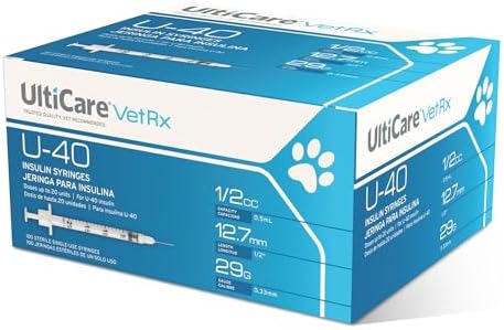 UltiCare VetRx U-40 1/2cc Pet Insulin Syringes - 1/2cc, 29G x 1/2’’, 100 ct, Comfortable & Accurate Dosing, Compatible with Any U-40 Strength Insulin