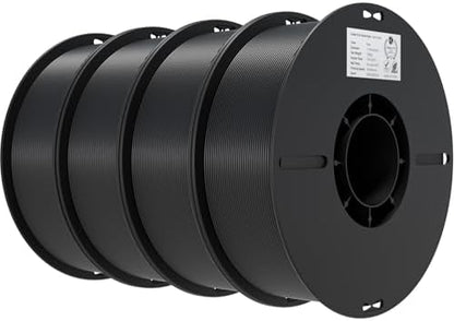 Creality 3D Printer Filament 1.75mm 4KG, PLA Filament Bulk +/- 0.02mm, 4 Pack 1kg Spool(2.2lbs) 3D Printing Filament Fits for Most FDM 3D Printers,4 Black