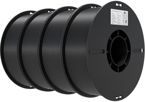 Creality 3D Printer Filament 1.75mm 4KG, PLA Filament Bulk +/- 0.02mm, 4 Pack 1kg Spool(2.2lbs) 3D Printing Filament Fits for Most FDM 3D Printers,4 Black