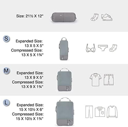 BAGSMART 6 Set Compression Packing Cubes - Lightweight Travel Essentials, Durable Luggage Organizer
