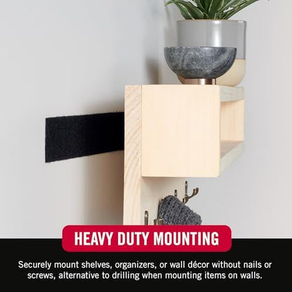 VELCRO Brand Heavy Duty Tape with Adhesive | 15 Ft x 2 In | Holds 10 lbs, Black | Industrial Strength Roll, Cut Strips to Length | Strong Hold for Indoor or Outdoor Use, 15ft x 2in