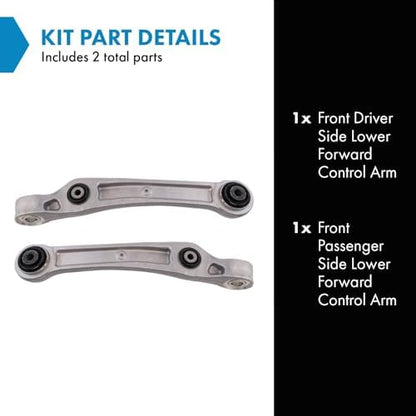 TRQ Front Lower Forward Control Arm Set Driver and Passenger Side 2 Pieces Compatible with 2017-2020 Audi Q7 2019-2021 Audi Q8 2019 Audi e-tron Quattro 2020 Audi e-tron Sportback
