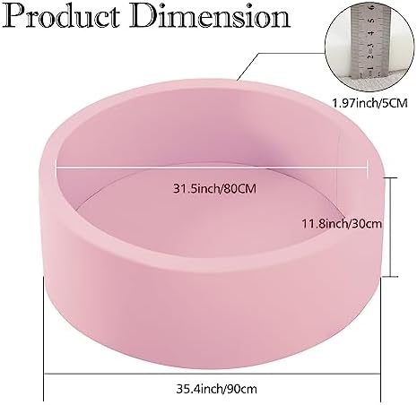 Ball Pit for Toddlers, 35.4"x 11.8" Foam Ball Pits, Indoor Soft Round Baby Playpen for Children, Ideal Gift for Toddlers, Pink, (Balls not Included)