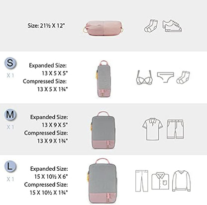 BAGSMART 6 Set Compression Packing Cubes - Lightweight Travel Essentials, Durable Luggage Organizer