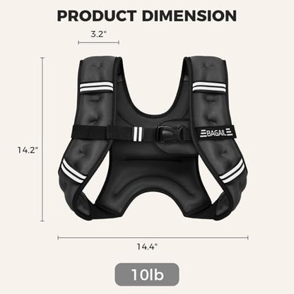 BAGAIL Weighted Vest, 5lbs/8lbs/10lbs/12lbs/15lbs/20lbs/25lbs/30lbs Weight Vest with Detachable Phone Pouch, Rucking Vest for Women, Men, Walking, Weight Loss, Training, Running