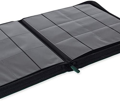 Vault X 12 XL Pocket Trading Card Zip Binder - 624 cards, Premium Exo-Tec Album Material, 26 Side-Loading Pages, Folder for Collectible Card Games, Sports, TCG (Green)