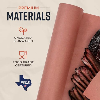 Pink Butcher Paper Roll 18"x175' (2100 Inch) - Food-Grade Peach Butcher Paper for Smoker, BBQ, Grilling, Smoking Meat - USA Made - Unbleached, Uncoated and Unwaxed