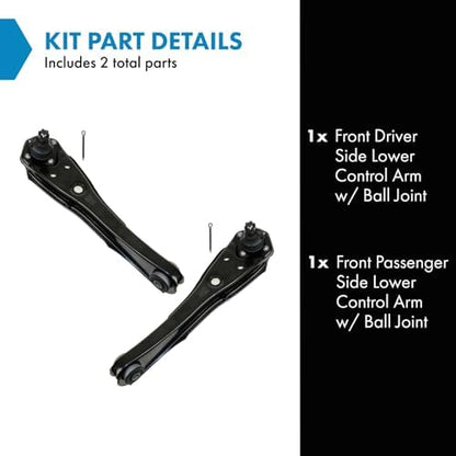 TRQ Front Lower Control Arm with Ball Joint Set Compatible with 68-80 Ford Mercury
