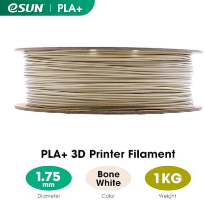 eSUN PLA+ Filament 1.75mm, 3D Printer Filament PLA Plus, Dimensional Accuracy +/- 0.03mm, 1KG Spool (2.2 LBS) 3D Printing Filament for 3D Printers, Bone White