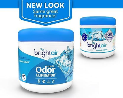 Bright Air 14 oz. Super Odor Eliminator, For Medium-Size Spaces, Cool & Clean Scent, Case of 6,Air Freshener, Natural Essential Oils, Lasts Up to 90 Days Each