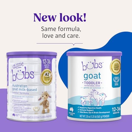 Bubs Goat Toddler Nutritional Drink, Non-GMO Whole Goat Milk-Based Gentle Formula, for Kids 12-36 Months, 20 oz
