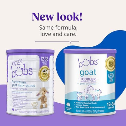 Bubs Goat Toddler Nutritional Drink, Non-GMO Whole Goat Milk-Based Gentle Formula, for Kids 12-36 Months, 20 oz