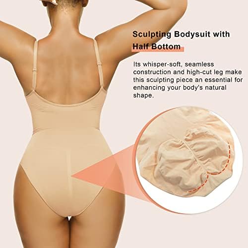 SHAPERX Women's Shapewear Bodysuit Tummy Control Body Shaper Seamless Sculpting Snatched Waist Body Suit