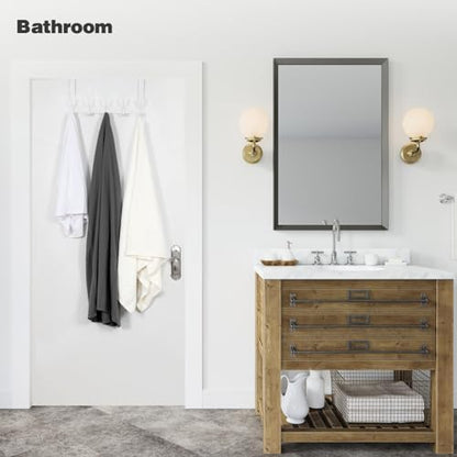 Over The Door Hooks, Door Hanger Hooks for Hanging, Over The Doors Towel Racks for Bathroom with 10 Coat Hook, Coat Rack Bathroom Accessories（2 Pack, White）