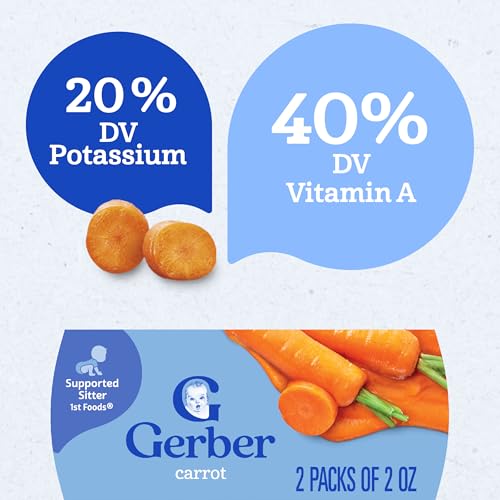 Gerber 1st Foods Baby Food, Carrot Puree, Natural & Non-GMO, 2 Oz - 2 Count (Pack of 8)