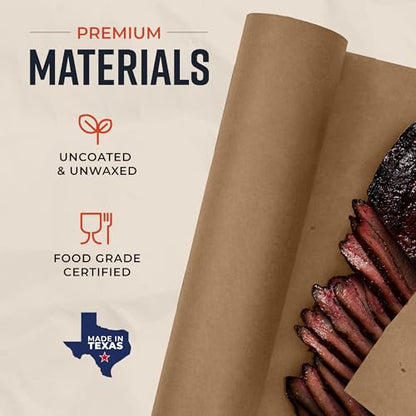 Bryco Goods 24 Inch x 175 Feet, Brown Butcher Paper Roll, Unbleached, Uncoated, Unwaxed, Food-Grade, Wide Kraft Paper for BBQ, Smoking, Grilling, Wrapping Meat, Table Covering - USA Made