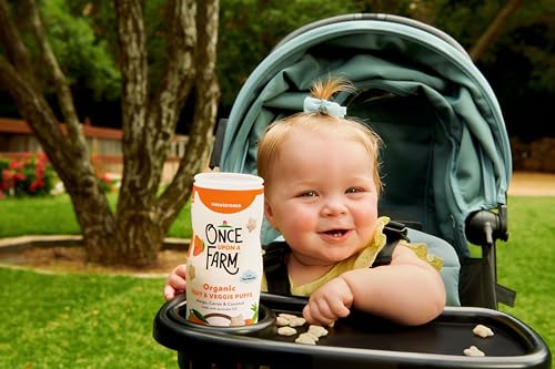 Once Upon A Farm Mango, Coconut & Carrot Puffed Sorghum Snack, Fruit & Veggie Puffs, Non GMO, 1.5 Ounces (Pack Of 6)