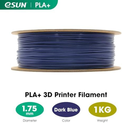 eSUN PLA+ Filament 1.75mm, 3D Printer Filament PLA Plus, Dimensional Accuracy +/- 0.03mm, 1KG Spool (2.2 LBS) 3D Printing Filament for 3D Printers, Dark Blue