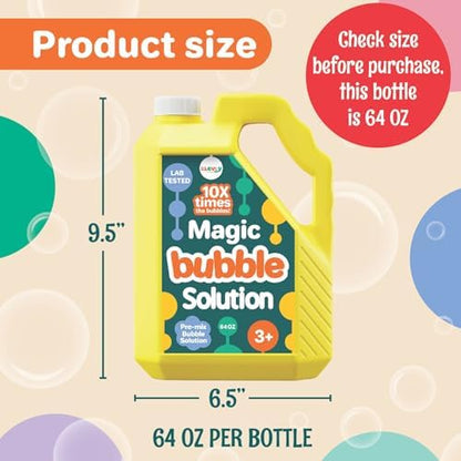 64 oz Iridescent Bubble Solution Refill | Non-Toxic Pre-Mix Bubble Refill Solution No Mixing or Measuring Required | Bubbles for Kids | Bubbles Bulk | Bubble Machine Solution | Giant Bubble Solution