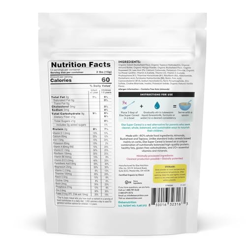 Else Nutrition Baby Cereal Stage 1 for 6 months+, Plant Protein, Organic, Whole foods, Vitamins and Minerals (Mango, 6 Pack)