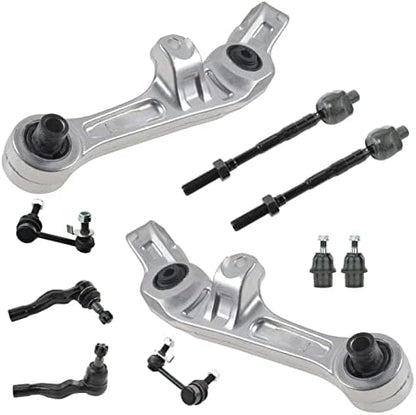 TRQ Front Steering & Suspension Kit Ball Joint Control Arm Sway Bar Stabilizer Link Tie Rod Compatible with 2003-2004 INFINITI G35 Nissan 350Z