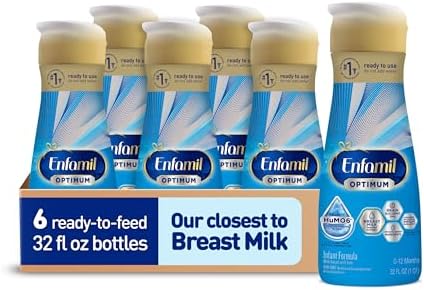 Enfamil Optimum (Enspire) Ready-to-Feed Baby Formula, Our Closest to Breast Milk, Brain-Building DHA, 32 Fl Oz, Pack of 6