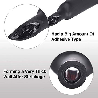XHF 3/16 Inch 55Ft 3:1 Waterproof Heat Shrink Tubing Roll Marine Grade Adhesive Lined Heat Shrink Tube, Insulation Sealing Oil-Proof Wear-Resistant Black