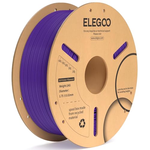 ELEGOO PLA Plus Filament 1.75mm Purple 1KG, PLA+ Tougher and Stronger 3D Printer Filament Dimensional Accuracy +/- 0.02mm, 1kg Spool(2.2lbs) Fits for Most FDM 3D Printers