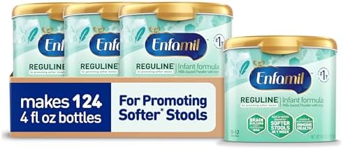 Enfamil Reguline Baby Formula, Milk-Based Infant Nutrition, Dual Prebiotics for Soft, Comfortable Stools within 1 Week of Use, Omega-3 DHA for Immune Support, Reusable Powder Tub, 78 Oz