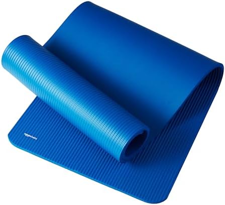 Amazon Basics 1/2 Inch Extra Thick Exercise Yoga Mat with Carrying Strap, Cushioned Support, for Fitness and Gym Workouts