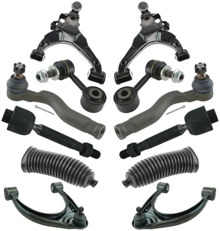 TRQ Front Steering & Suspension Kit Control Arm with Ball Joint Steering Rack & Pinion Bellow Sway Bar Stabilizer Link Tie Rod Compatible with 2008-2019 Toyota Sequoia 2007-2019 Tundra