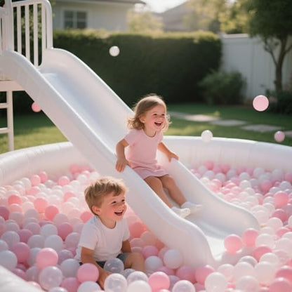 GOGOSO Ball Pit Balls for Toddler, Baby Plastic Playballs Kids Soft Pastel Pelotas Non-Toxic BPA-Free 2pink+White+Clear 100 Balls