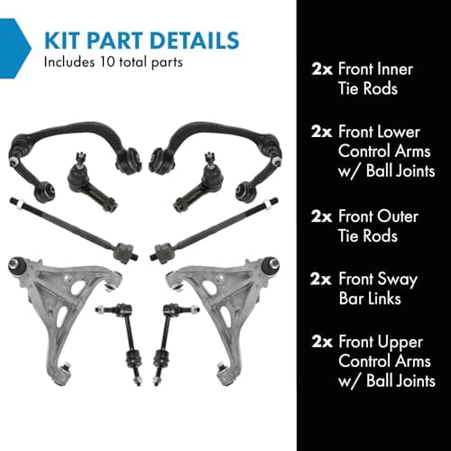 TRQ Front Steering & Suspension Kit Control Arm with Ball Joint Sway Bar Stabilizer Link Tie Rod Compatible with 2004-2005 Ford F-150