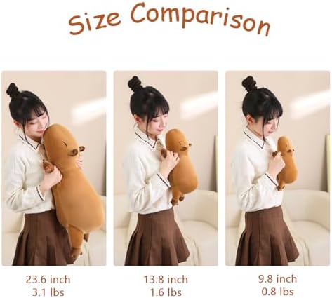 SQEQE Weighted Capybara Plush, Weighted Capybara Stuffed Animal, Cute Plushies Soft Pillow Toy Gift for Kids Adults 23.6 Inch, 3.1 Lbs