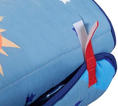 EVERYDAY KIDS Nap Mat w/Removable Pillow -Outer Space Adventures- Carry Handle with Straps Closure, Rollup Design, Soft Microfiber for Preschool, Daycare, Travel Sleeping Bag - Ages 3-6 Years