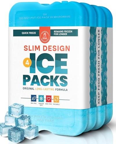 Healthy Packers Ice Packs for Lunch Boxes & Coolers - Freezer Packs - Original Cool Pack | Cooler Accessories for Beach, Camping & Fishing | Slim & Long-Lasting Reusable Ice Pack for Cooler