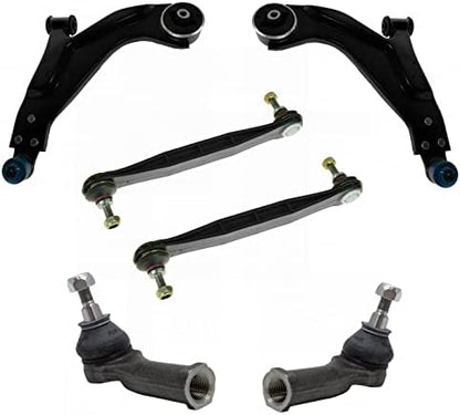 TRQ Front Steering & Suspension Kit Control Arm with Ball Joint Sway Bar Stabilizer Link Tie Rod Compatible with 2002-2008 Jaguar X-Type