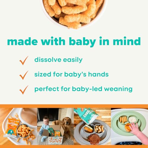 Puffworks Baby Organic Almond Butter Puffs, with Peanut Butter, Plant Protein, USDA Organic, Gluten-Free, Vegan, Non-GMO, Kosher, 1.0 Ounce (Pack of 6)