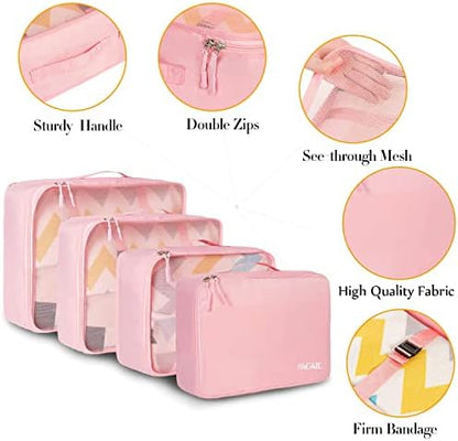 BAGAIL 8 Set Packing Cubes Luggage Packing Organizers for Travel Accessories (Blush Pink)