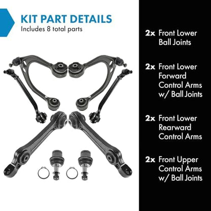 TRQ Front Control Arm with Ball Joint Set Compatible with 2005-2010 Chrysler 300 2008-2010 Dodge Challenger 2006-2010 Charger 2005-2008 Magnum