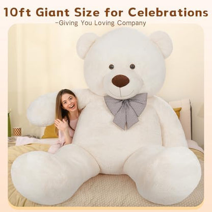 MaoGoLan Giant Teddy Bear 10ft Stuffed Animal, Huge Jumbo Size 10 Feet Teddy Bear Plush, Charming and Fluffy Teddy Bear for Decorations, Celebrations,Valentines Day,Baby Shower,White