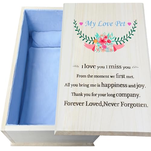 Wooden Handmade Pet Casket|Dog Cat Casket,Coffin|Pet Caskets For Dogs,Cats,|Pet Burial Box,Pet Memorial (Inside 15.8"L x 9.0"W x 6.3"H) X-Small Blue