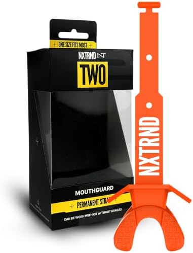 Nxtrnd Two Football Mouth Guard, Football Mouthpiece with Strap, Fits Adult & Youth (Orange)